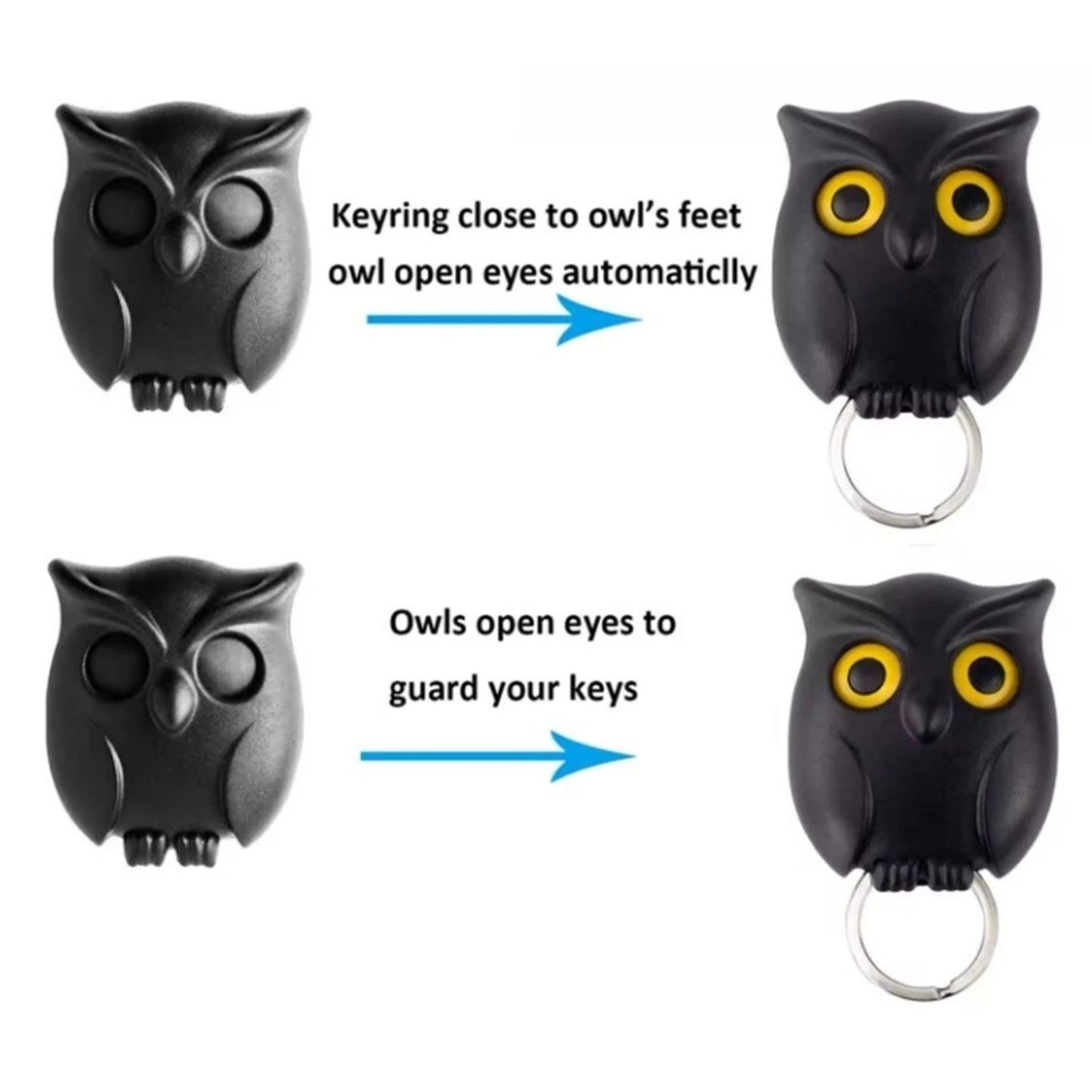 Home Collection Pack of 3 Owl Key Hanger Hooks Wall Mounted Key Holder Rack