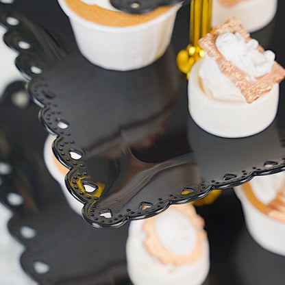 Home Collection 3 Tier Square Plastic Cupcake Holder Heart Rim 13"