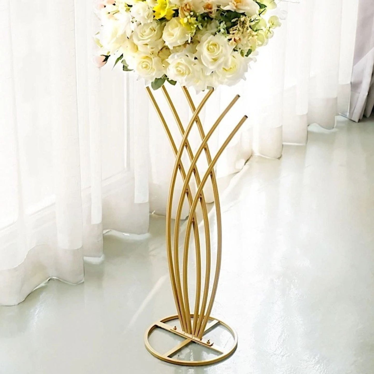 Home Collection  Metal Flower Display Stand Mermaid Tail Centerpiece 28-Inch Gold