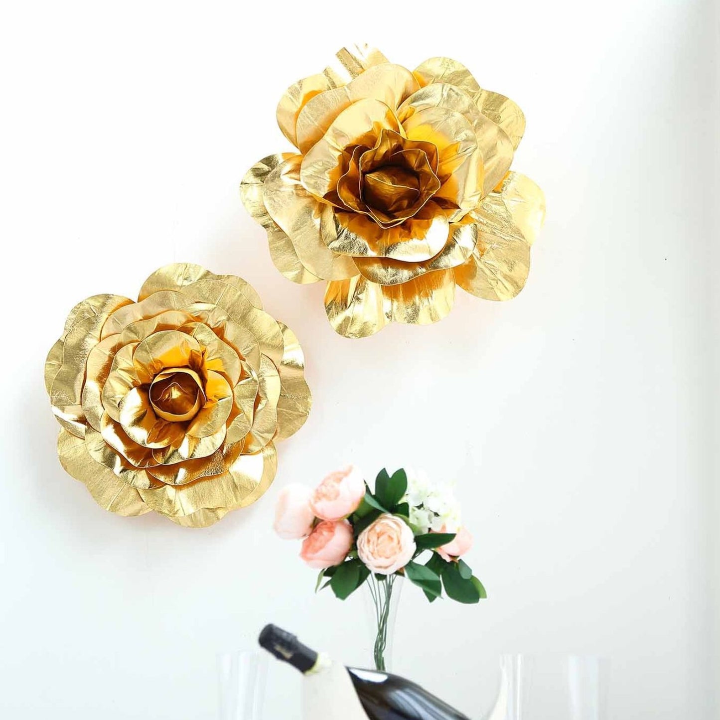Home Collection Pack of 2 Artificial Large Rose Flower Wall Backdrop 20 Inch