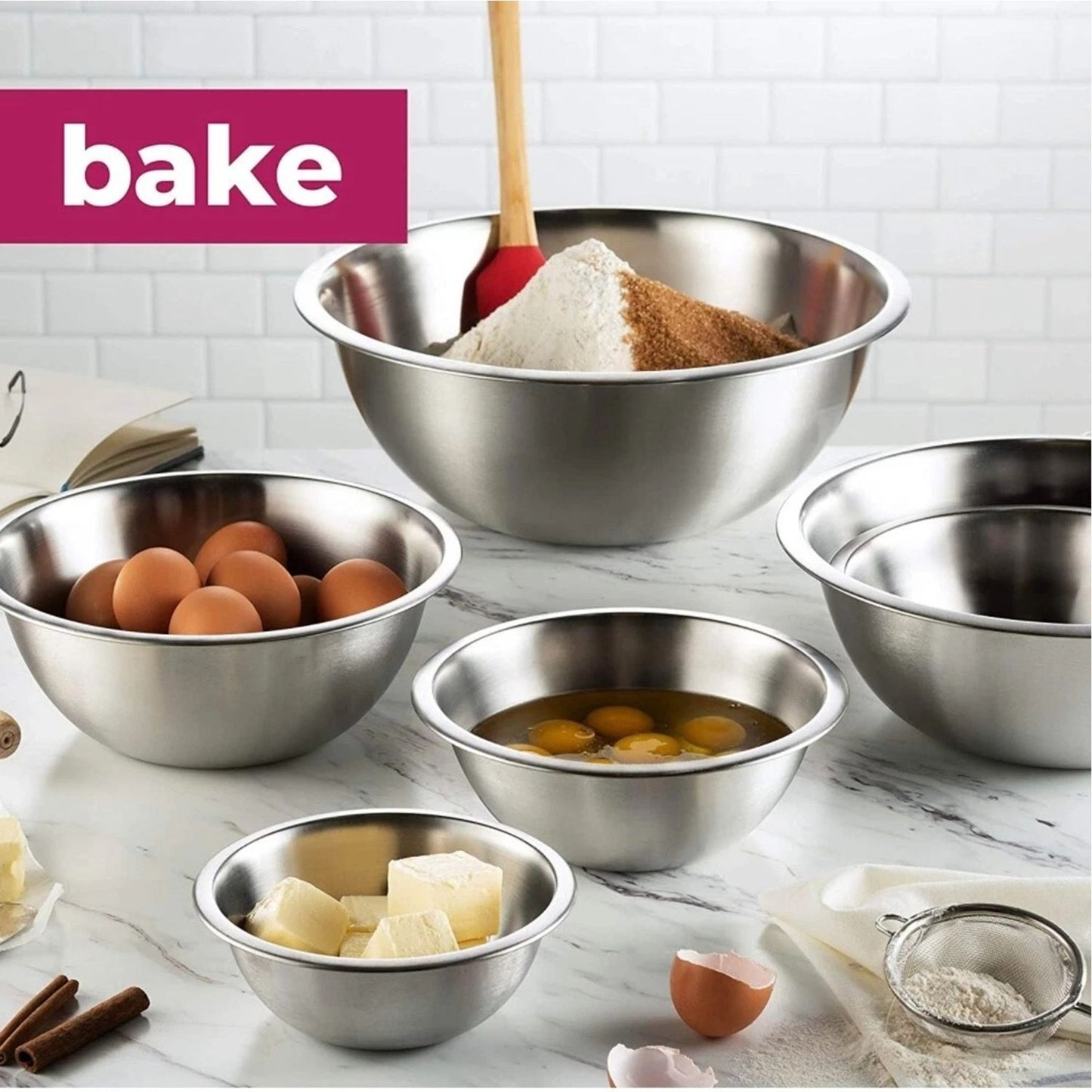 Home Collection Stainless Steel Mixing Bowls Set of 4