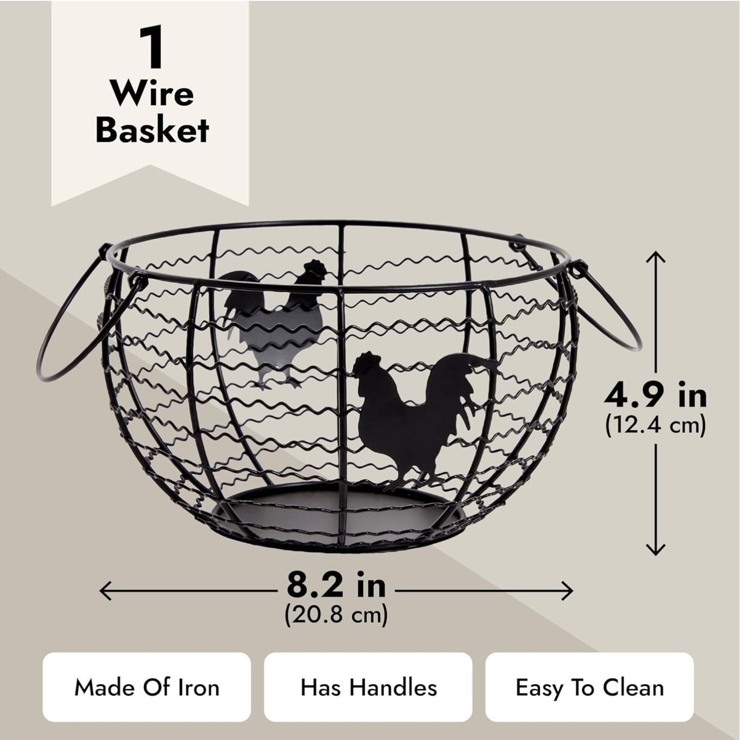 Home Collection Black Iron Farmhouse Egg Holder Basket