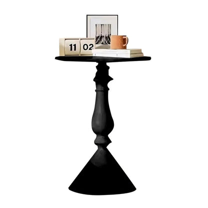 Home Collection Metal Small End Table Vintage Matte Black Round Side Table