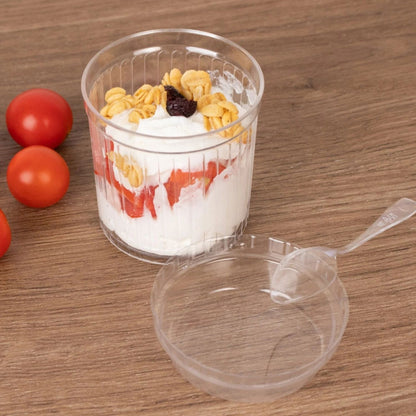 Home Collection Pack of 24 Clear Ribbed Plastic Dessert Cups 5oz