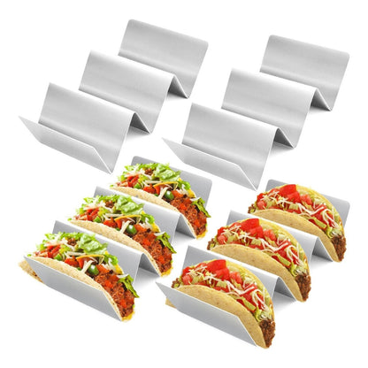 Home Collection Pack of 2 Stainless Steel Taco Holder Stand Truck Tray