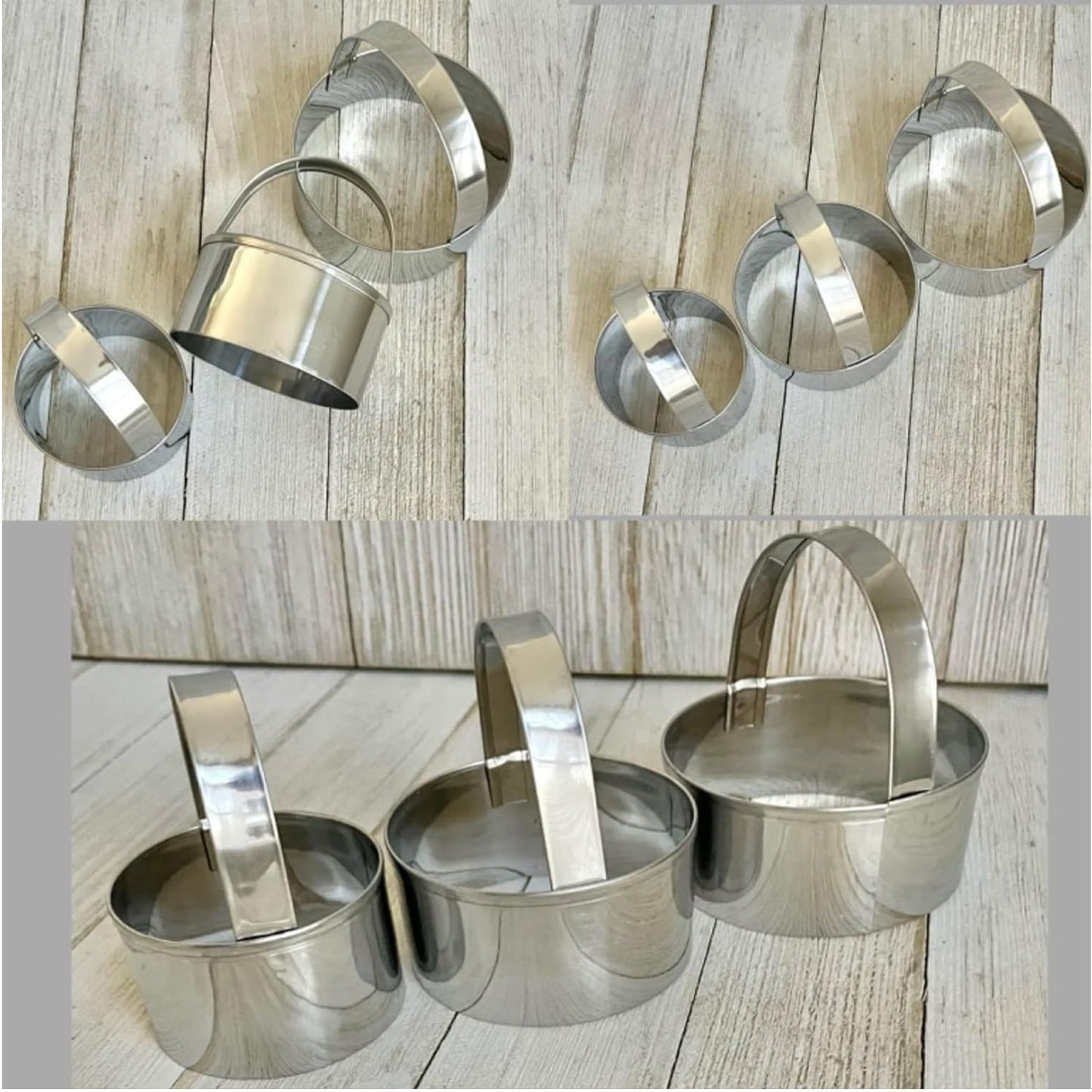 Home Collection Pack 3 Stainless Steel Round Biscuit Cutter Set with Handles Assorted Sizes