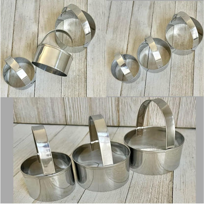 Home Collection Pack 3 Stainless Steel Round Biscuit Cutter Set with Handles Assorted Sizes