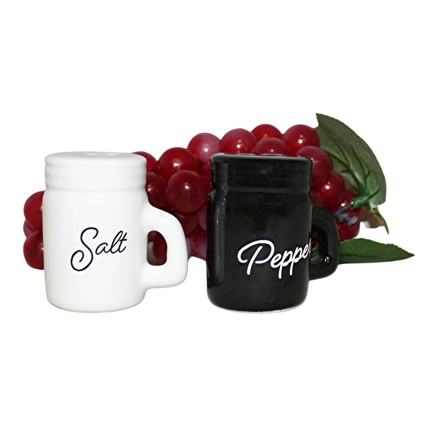 Home Collection Mason Jar Salt and Pepper Shaker Set Black White