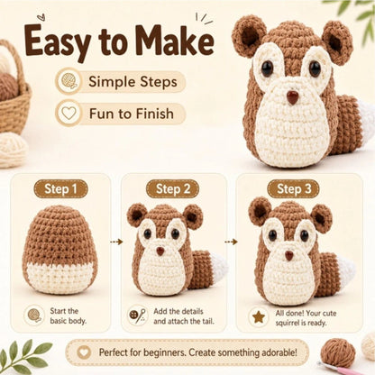 Home Collection Squirrel Crochet Kit for Beginners