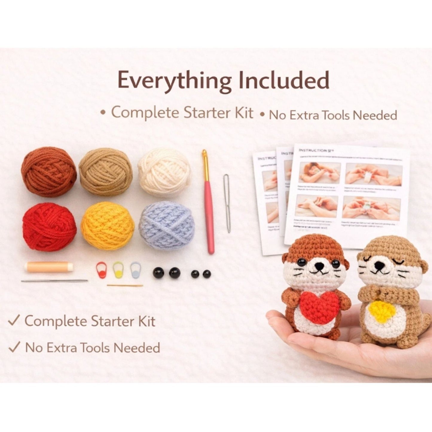 Home Collection Pack of 2 Otter Crochet Kit for Beginners