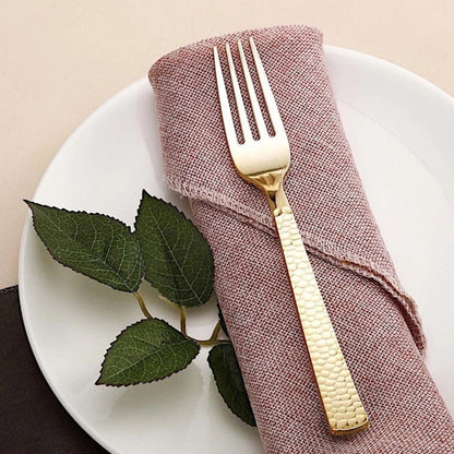 Home Collection Disposable Gold Hammered Design Plastic Forks