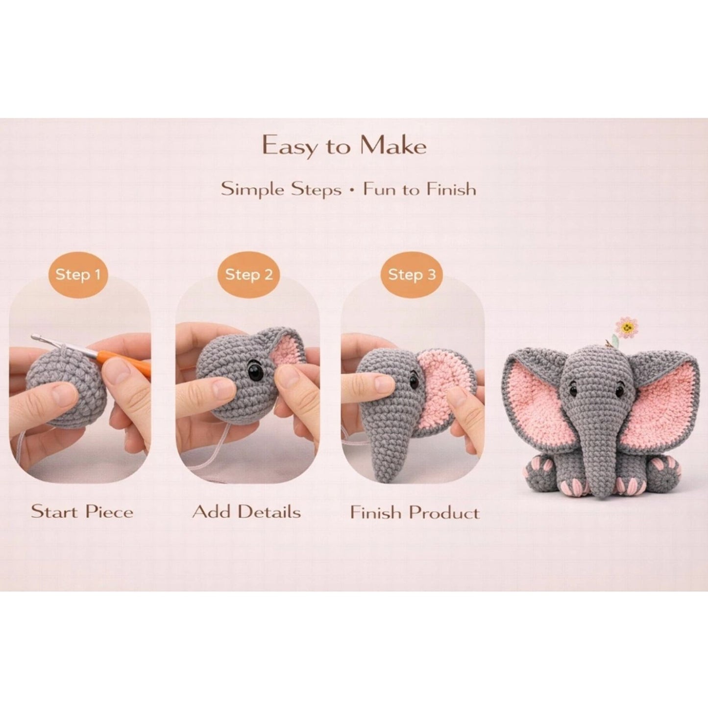 Home Collection Elephant Crochet Kit for Beginners