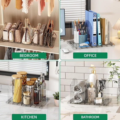 Home Collection Pack of 4 Clear Acrylic Purse Organizer for Closet Adjustable Shelf Dividers