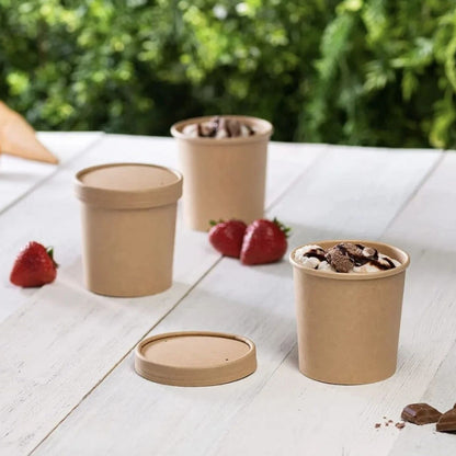Home Collection 25Pack Kraft Paper Food Cups with Vented Lids