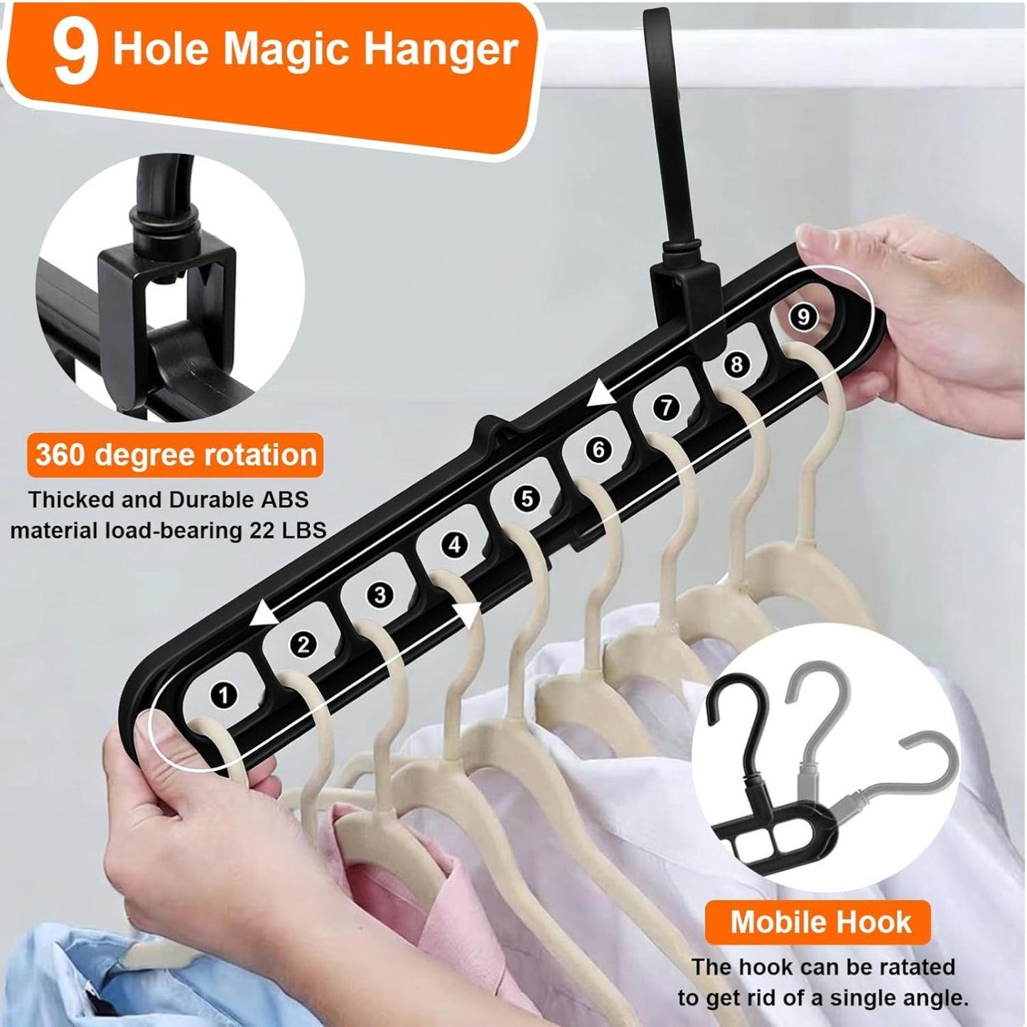 Home Collection Magic Space Saving Hangers with 9 Holes Closet Organizer