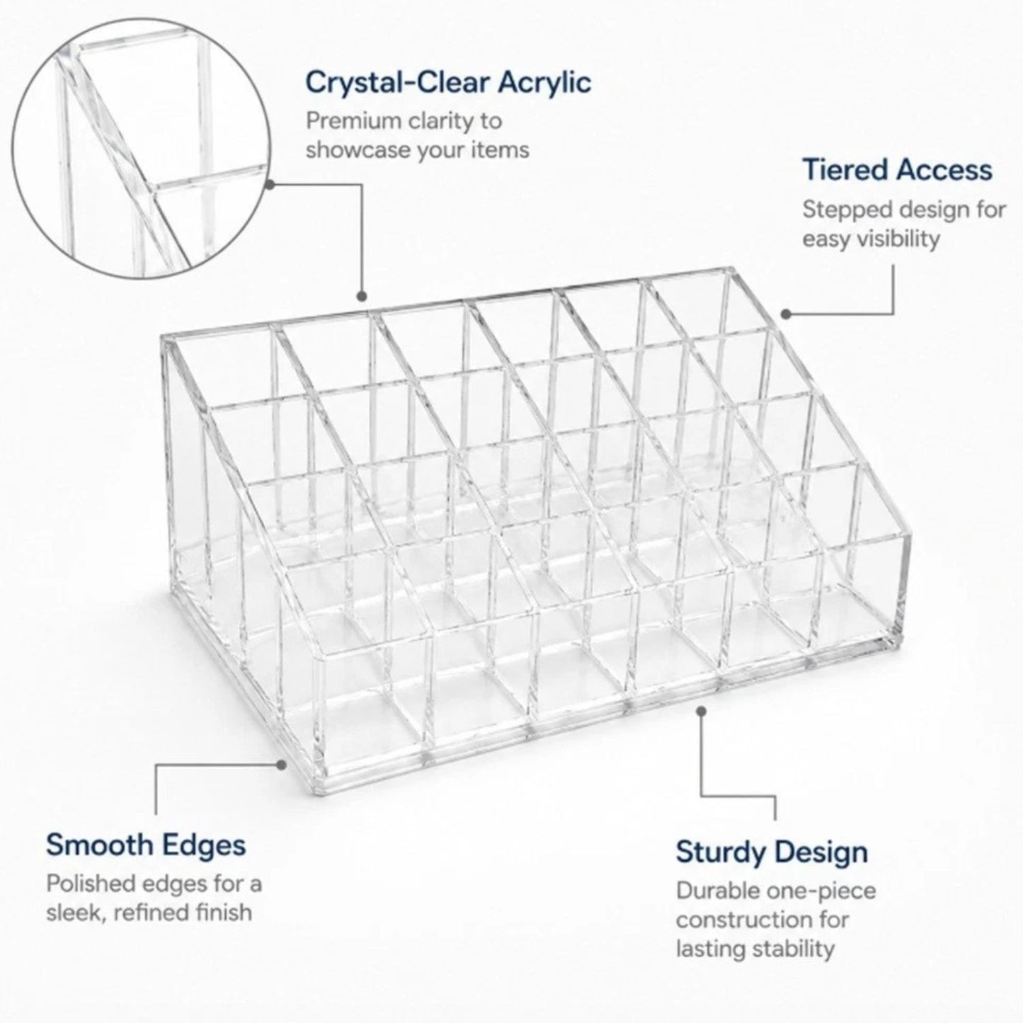 Home Collection 24 Slot Acrylic Lipstick Holder Makeup Organizer