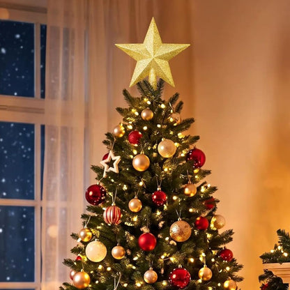 Home Collection Glitter Christmas Tree Topper Star Shatterproof Sparkling Holiday Decoration 8 Inch