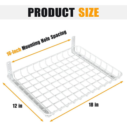 Home Collection Pack of 2 Heavy-Duty Metal Wall Mounted Storage Shelves 18x12 Inch