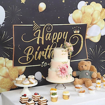 Home Collection Printed Polyester Photo Backdrop Black and Gold 6x3 ft