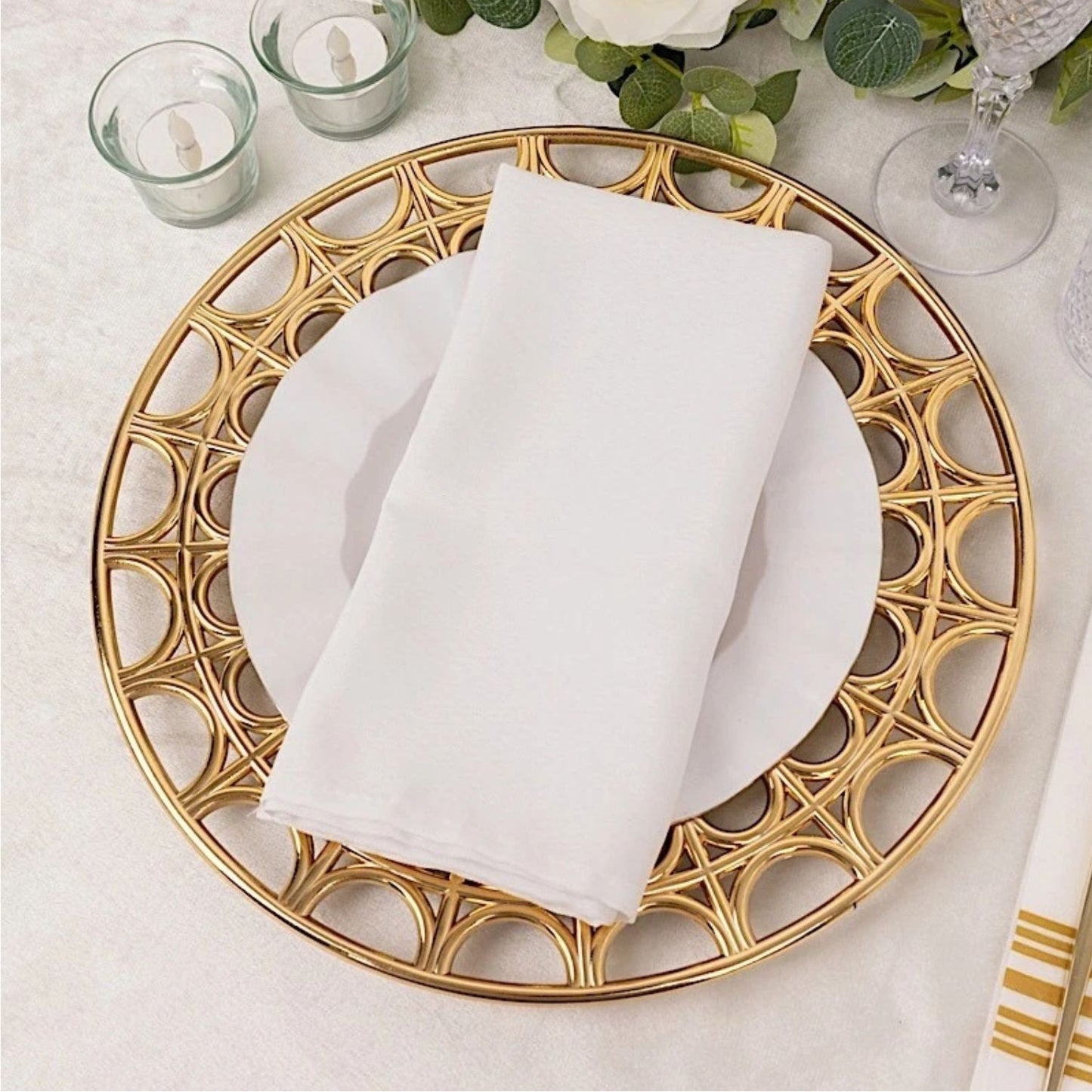 Home Collection Metallic Acrylic Plastic Charger Plates Gold 13 Inch