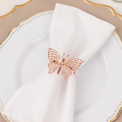 Home Collection Pack of 4 Metal Napkin Rings Laser Cut Butterfly Design