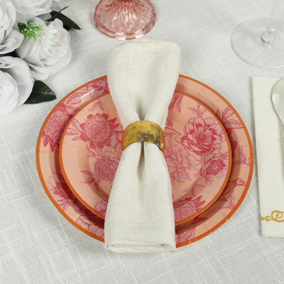 Home Collection  Pack of 50 Dusty Rose Floral Dessert and Dinner Plates with Gold Rim