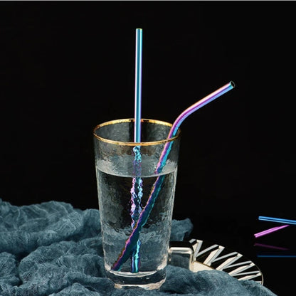 Home Collection Pack of 8 Stainless Steel Reusable Metal Straws Set