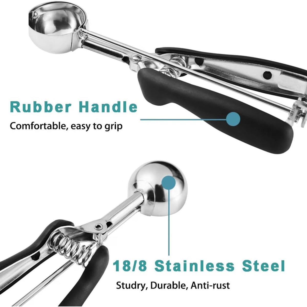 Home Collection Stainless Steel Cookie Dough Scoop Tablespoon Baking Scoop with Comfortable Grip