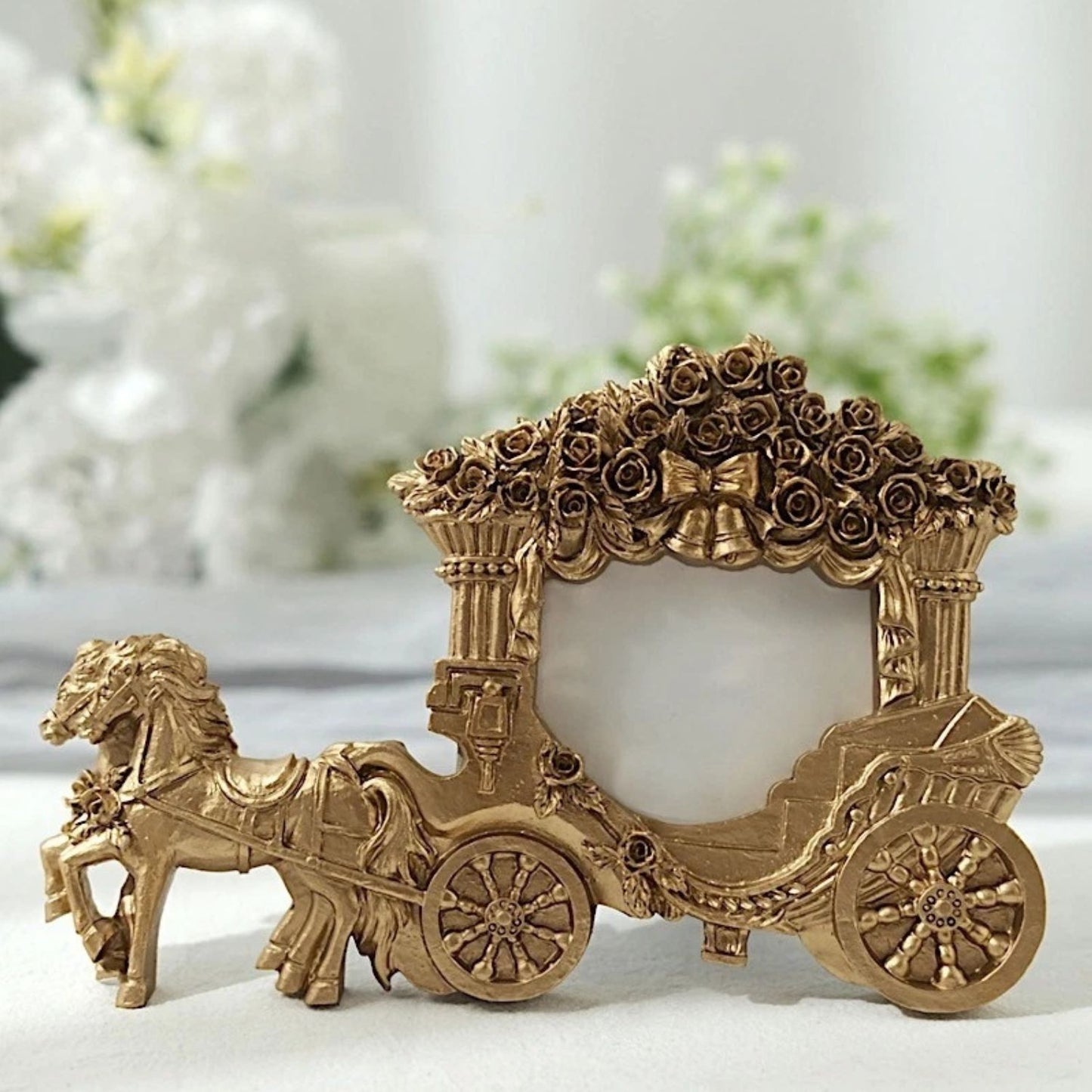 Home Collection Gold Horse Carriage Picture Frame 7"