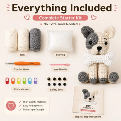 Home Collection Bulldog Crochet Kit Pack of 2 for Beginners