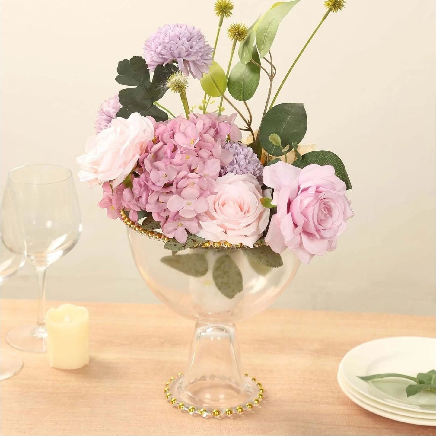 Clear Pedestal Bowl Glass Flower Vase