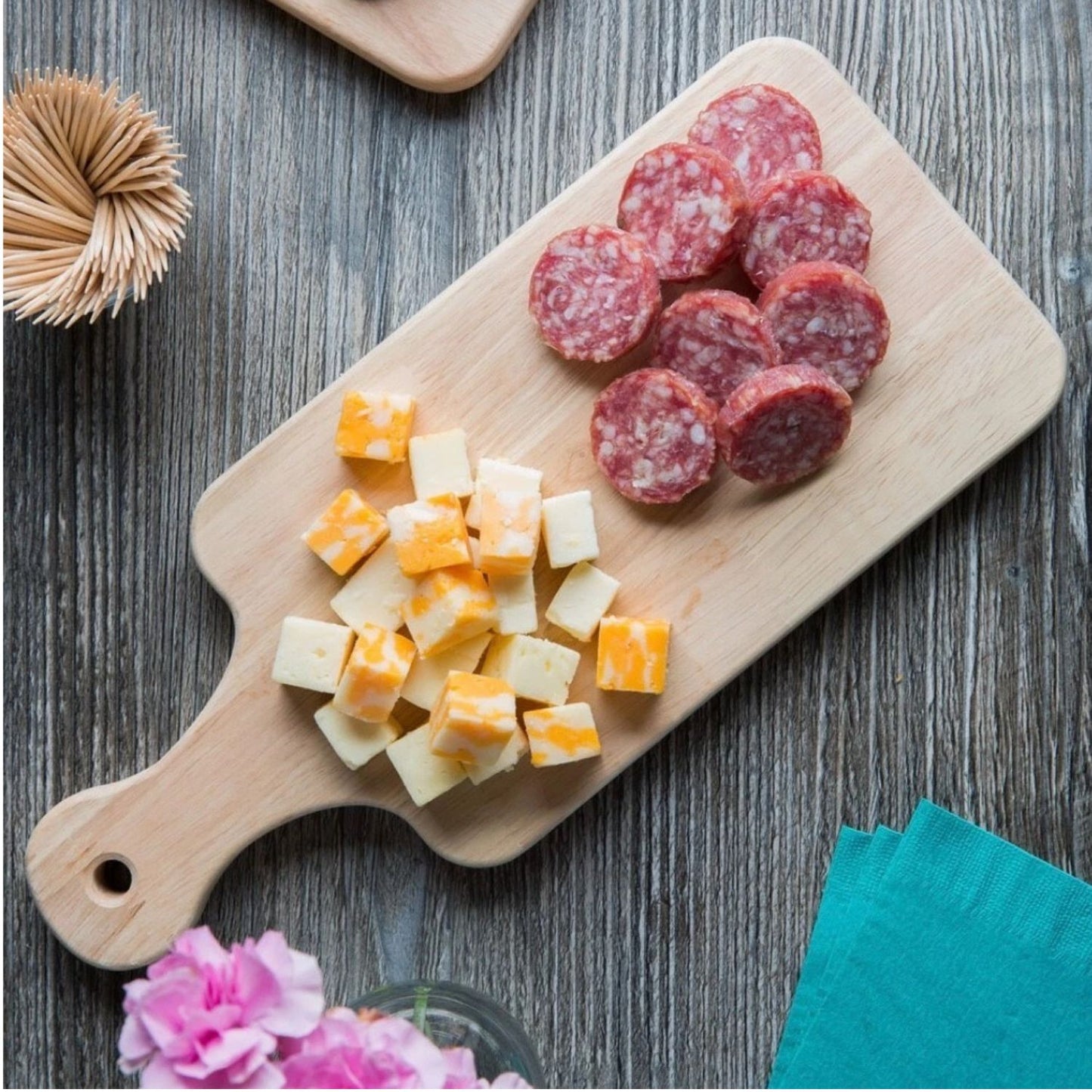 Home Collection Wooden Bread and Charcuterie Cutting Board with Handle Large 18x8x0.75 inch