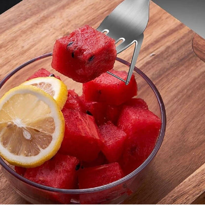 Home Collection 2in1 Stainless Steel  Watermelon Slicer and Carving Fork Tool