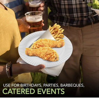Home Collection Uncoated Disposable Paper Plates 9"