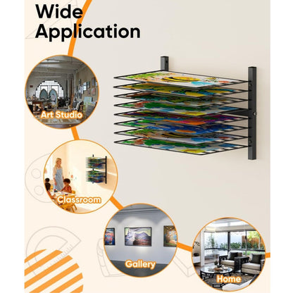 Home Collection Wall Mounted Metal Art Drying Rack with Removable Shelves