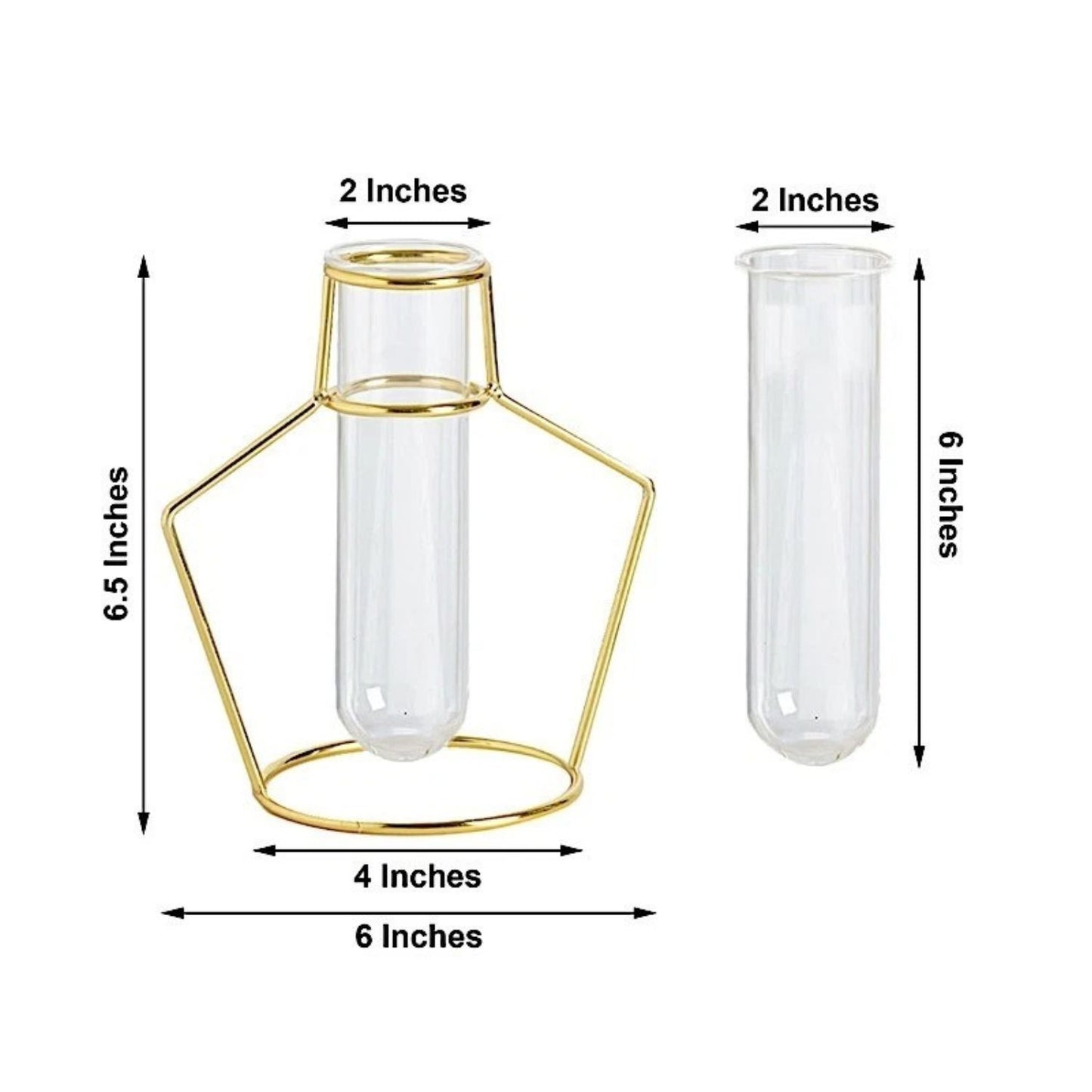 2 Piece Gold Geometric Flower Vase Holders