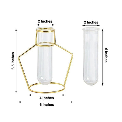 2 Piece Gold Geometric Flower Vase Holders