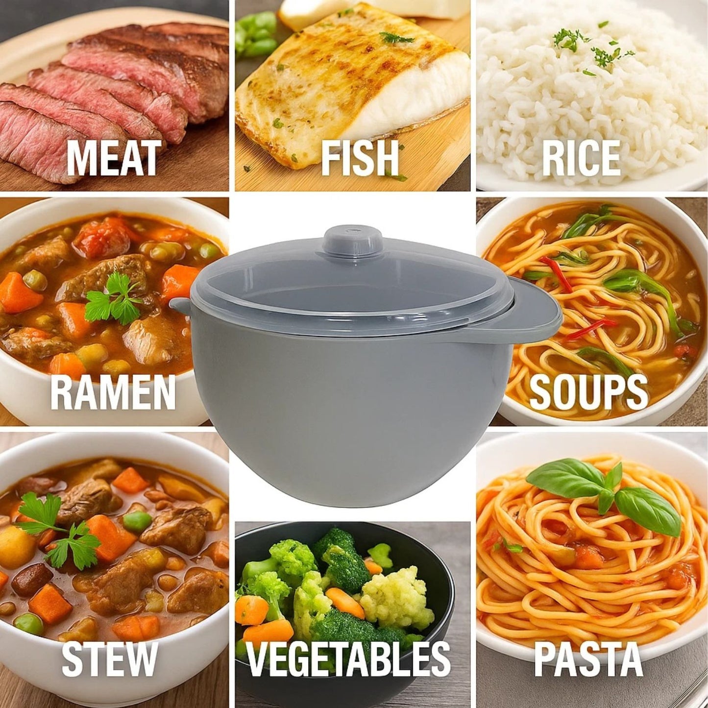 Home Collection Microwave Soup and Stew Maker Bowl with Lid and Spout