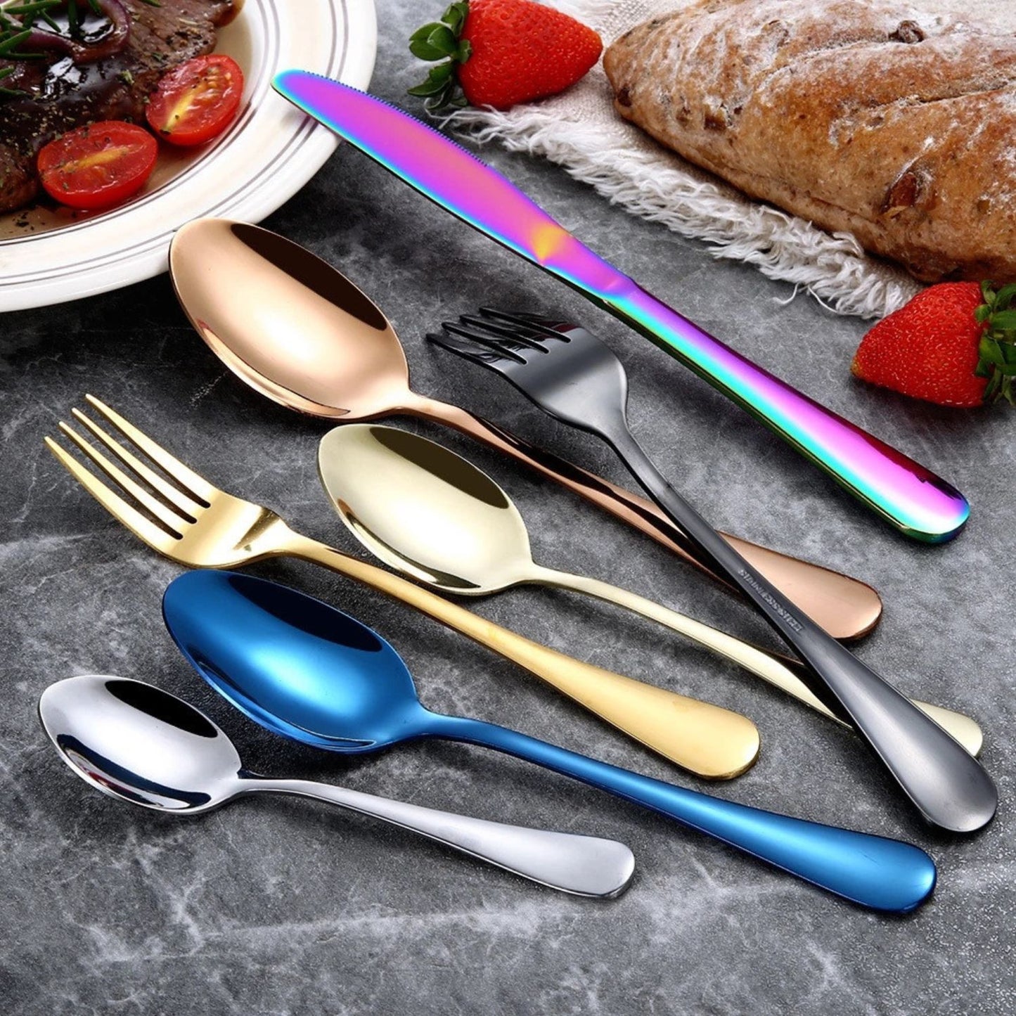 Home Collection Pack of 4 Stainless Steel Flatware Dinnerware Set