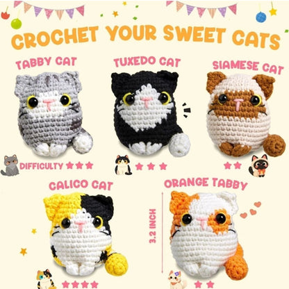 Home Collection Pack of 5 Cats Crochet Kit for Beginners