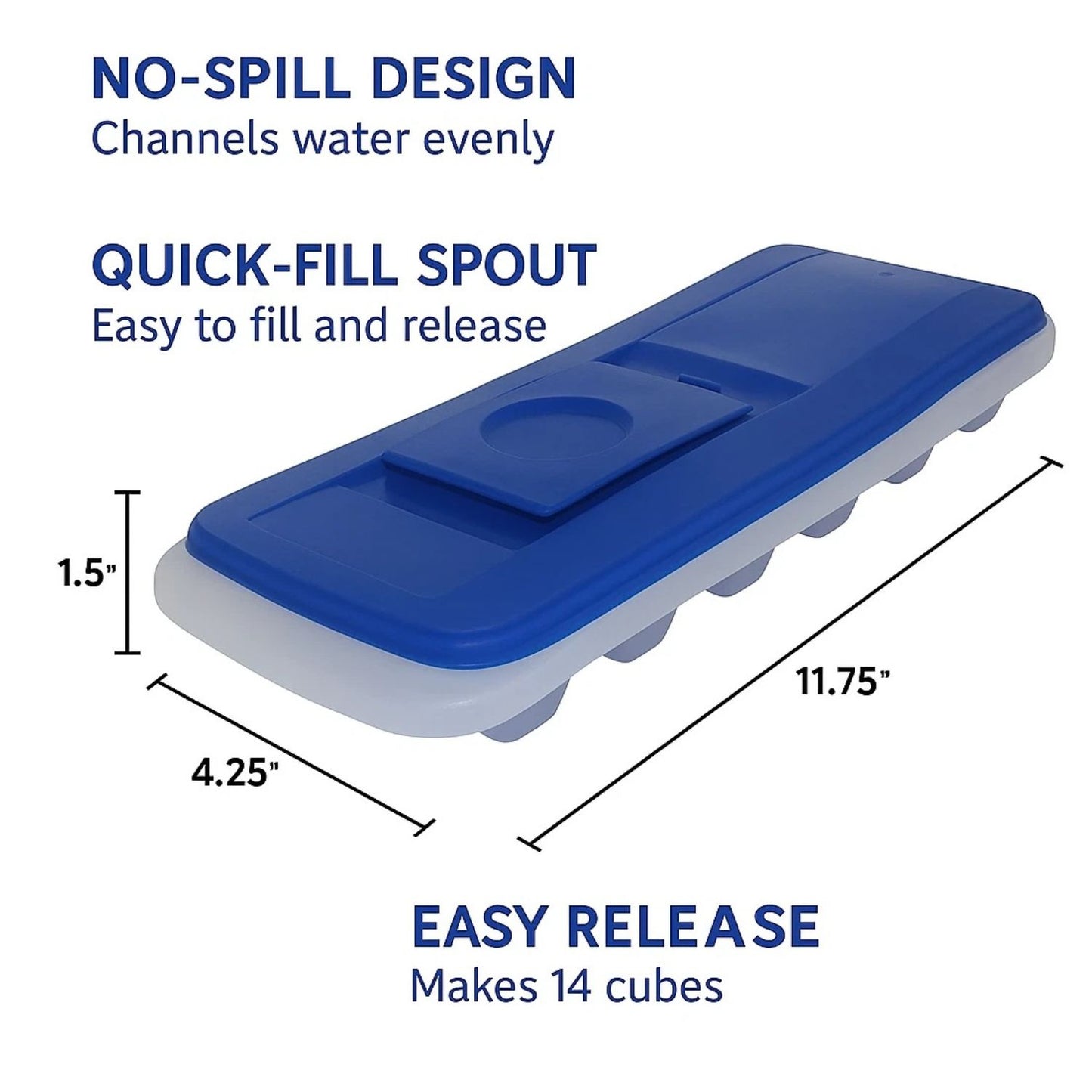 Home Collection 2-Pack No-Spill Ice Cube Trays with Removable Lid