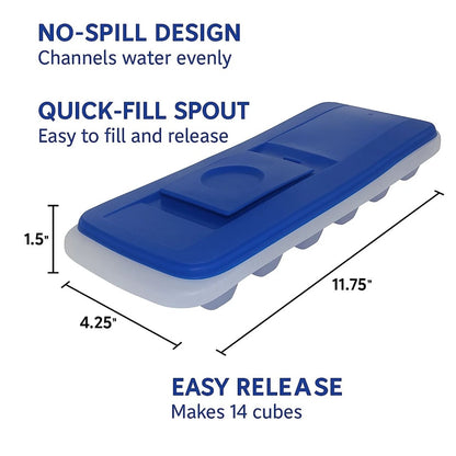 Home Collection 2-Pack No-Spill Ice Cube Trays with Removable Lid