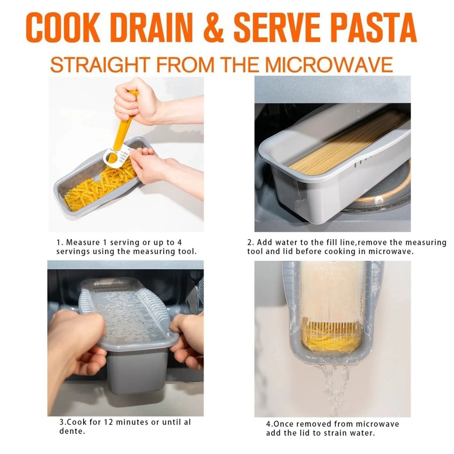 Home Collection Microwave Pasta Cooker with Portioning Tool