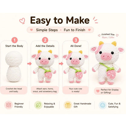 Home Collection Strawberry Pig Crochet Kit for Beginners