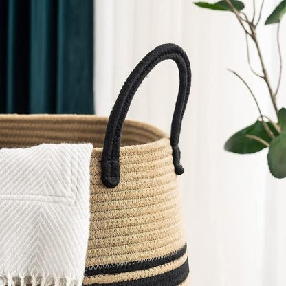Home Collection 105L Large Woven Rope Laundry Hamper and Blanket Storage Basket