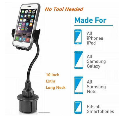 Home Collection Universal Car Mount Adjustable Gooseneck Cup Holder Cradle