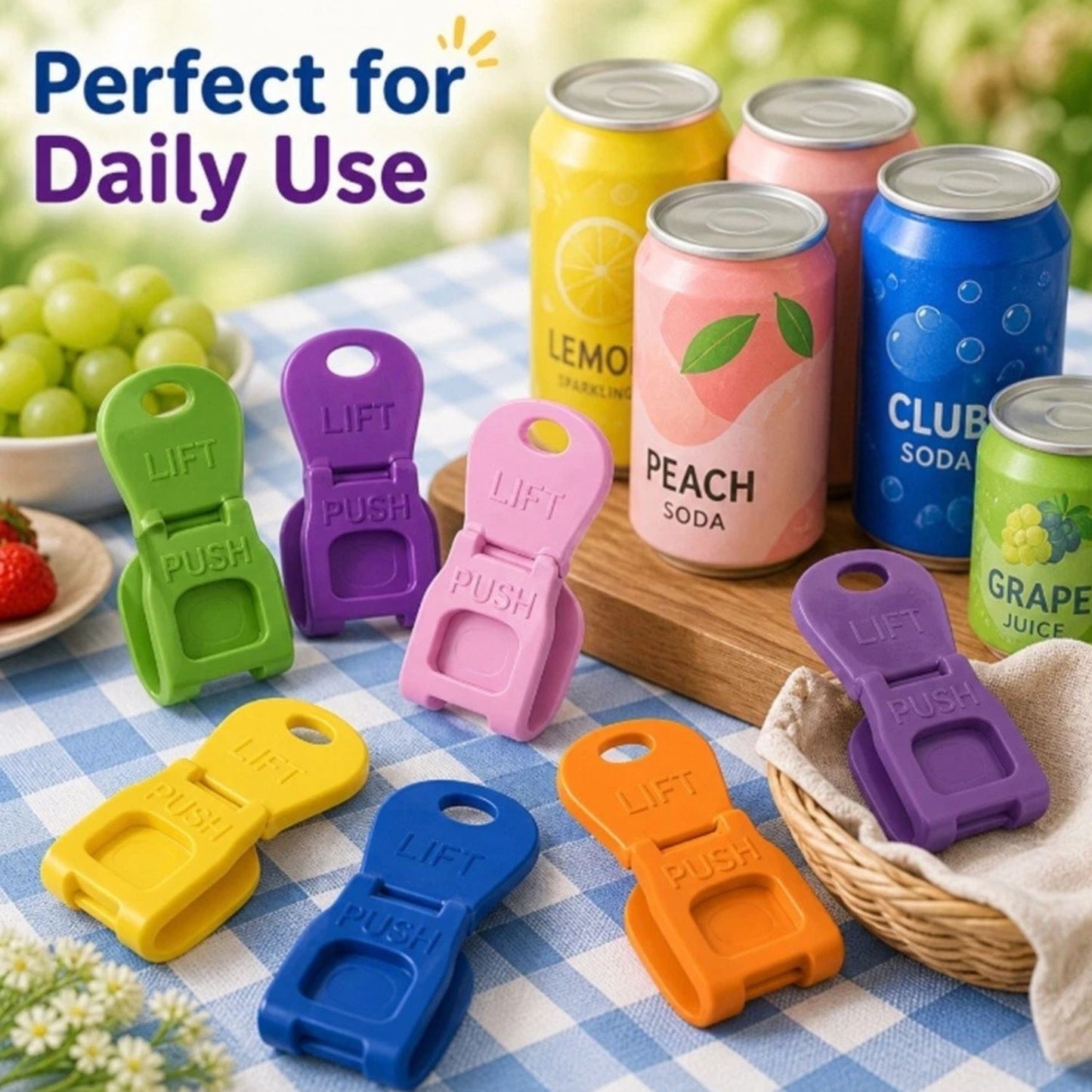 Home Collection Pack of 6 Colorful Can Lids and Tab Openers Drink Covers