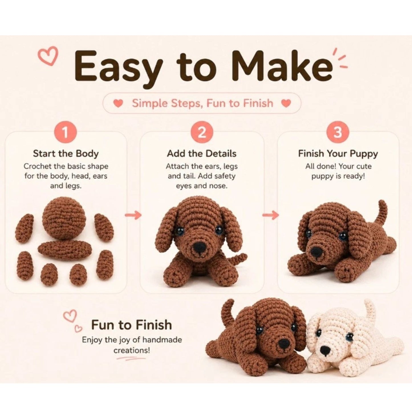 Home Collection Pack of 2 Golden Retriever Crochet Kit for Beginners