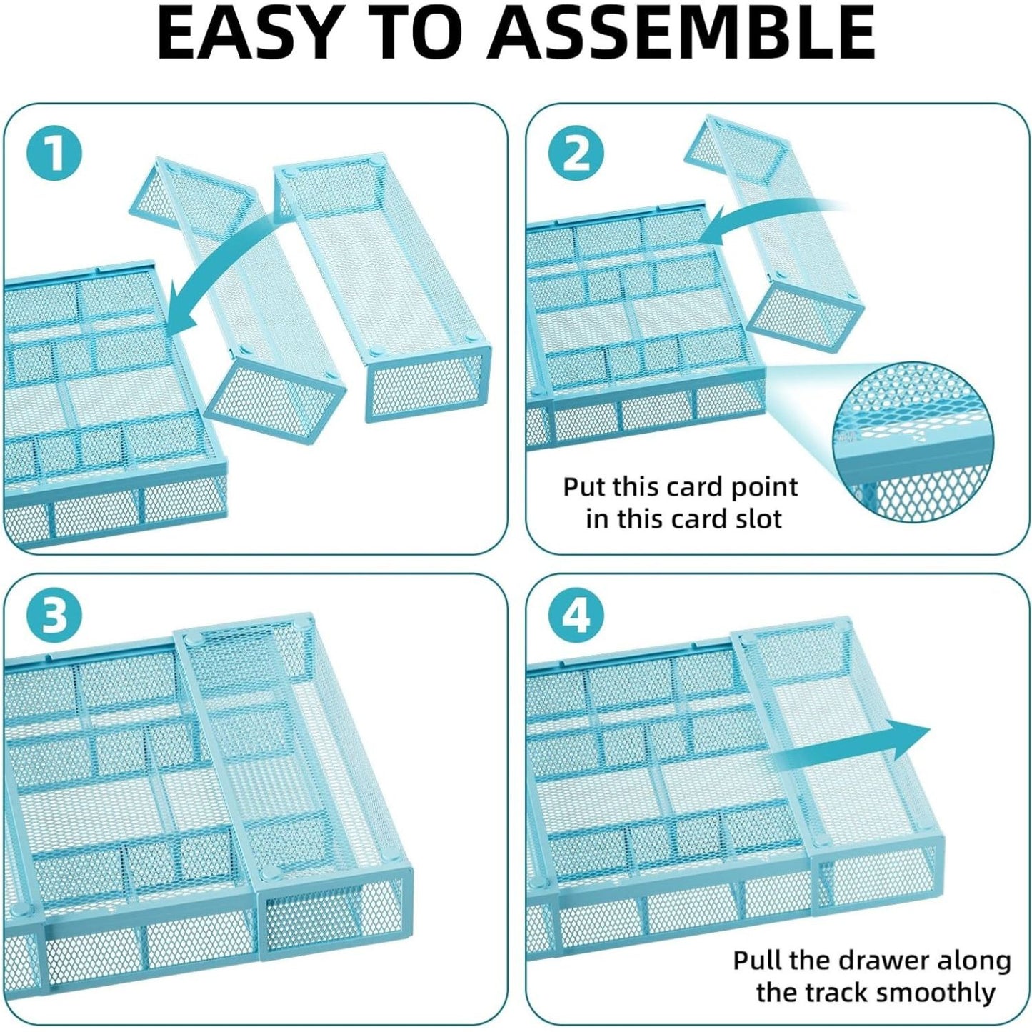 Home Collection Expandable Mesh Desk Drawer Organizer Tray with 10 Adjustable Compartments