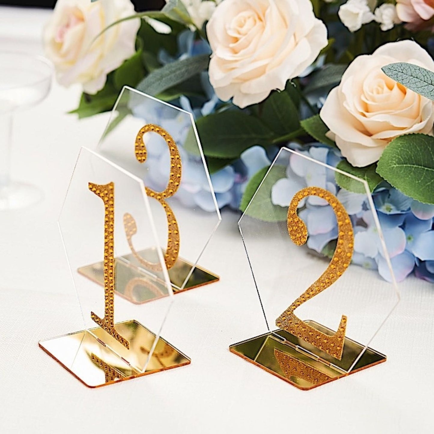 Home Collection Pack of 5 Hexagon Acrylic Table Number Stands 5 Inch